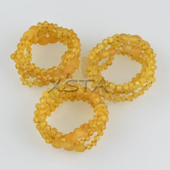 Amber teething bracelet baroque honey raw